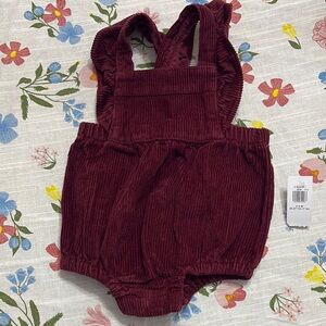 Burgundy Corduroy Baby Romper